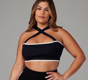 🔥🔥SAVAGE X FENTY LEISURE KNIT BRALETTE  SIZE XL BLACK CAVIAR / HAZY WHITE